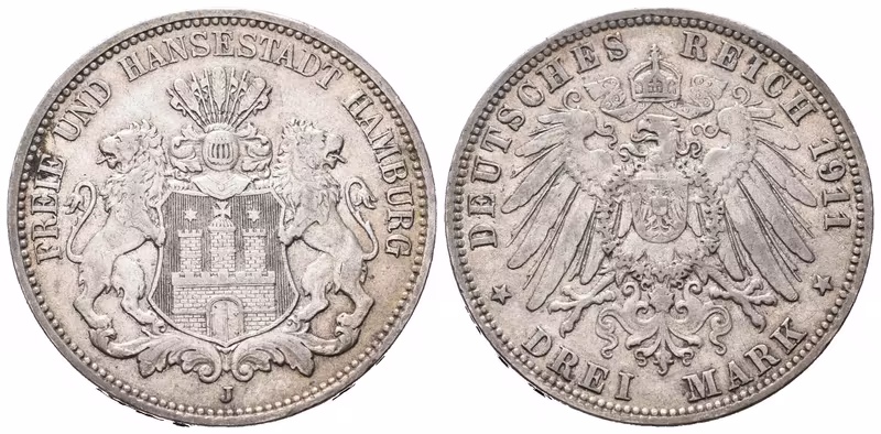 Hamburg, 3 Marka 1911 J