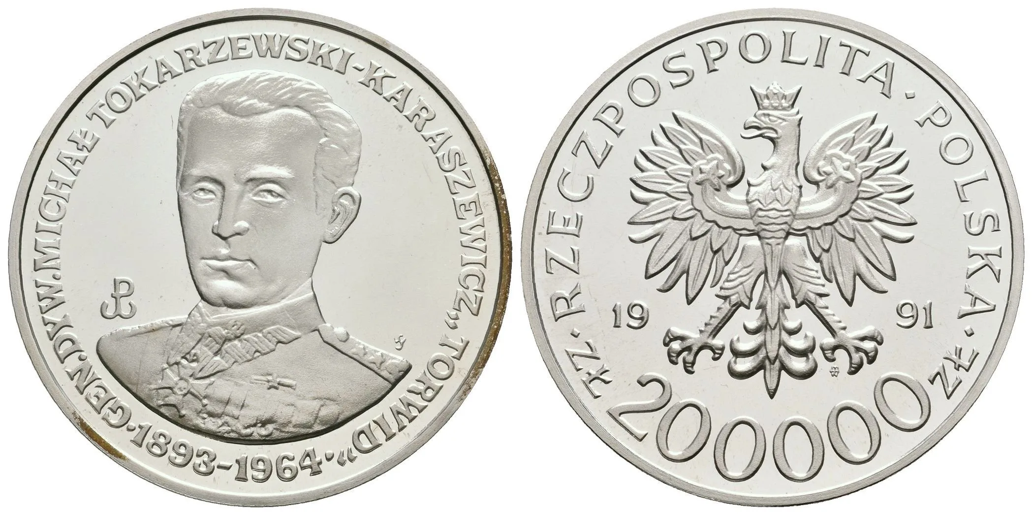 200 000 Zlotých 1991, KM.Y252, PROOF, kapsle — 1