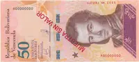 Venezuela, 50 Bolivares 2018, anulát - MUESTRA SIN VALOR, P.105as