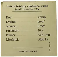 Replika - Historický tolar - Josef I. 1706 - fotografie 2