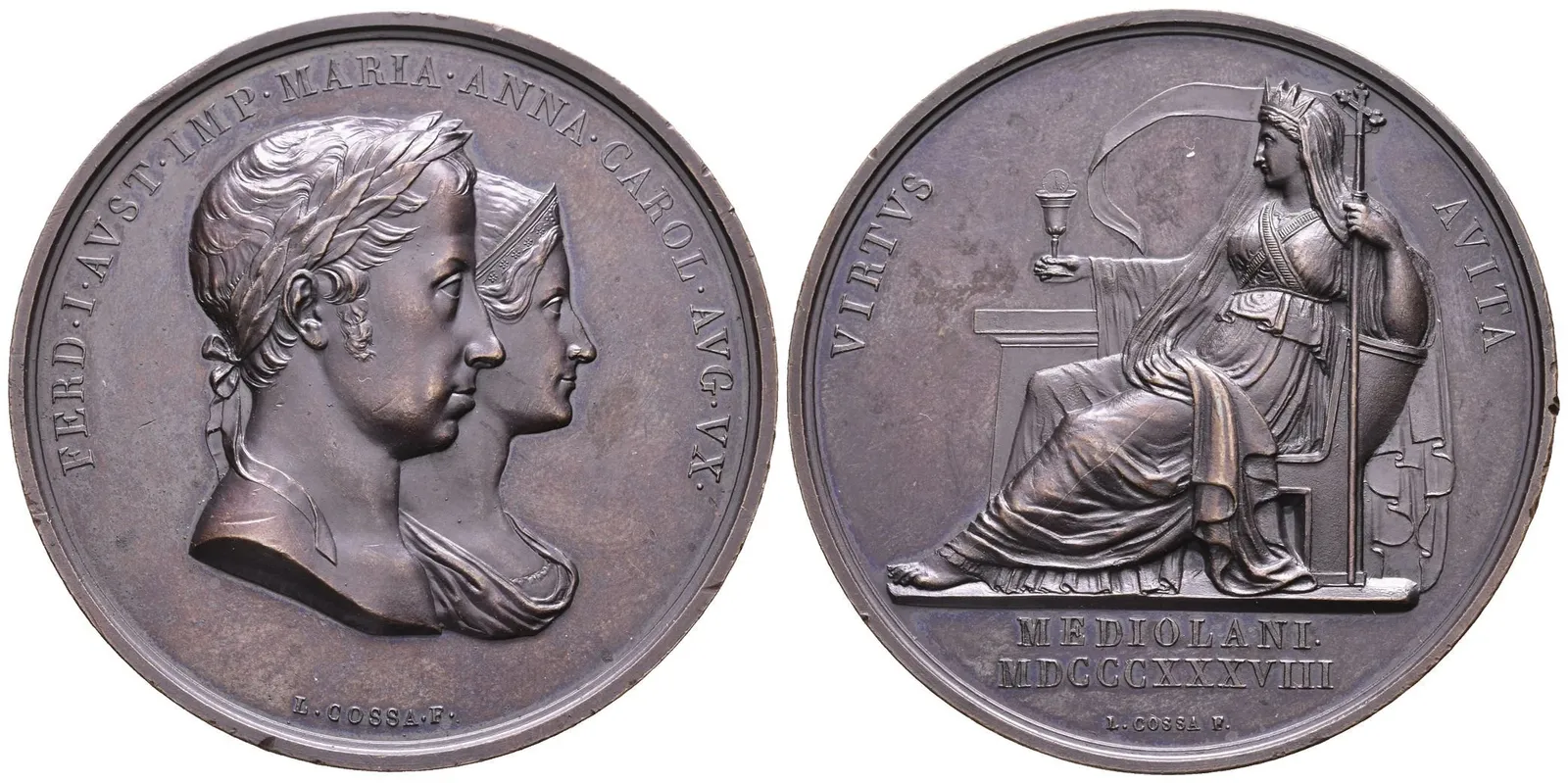 AE Medaile 1838 (F. Broggi) - Ke korunovaci císařského páru na — 1