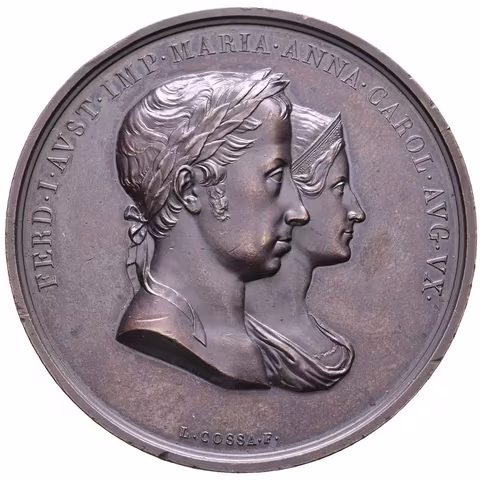 AE Medaile 1838 (F. Broggi) - Ke korunovaci císařského páru na