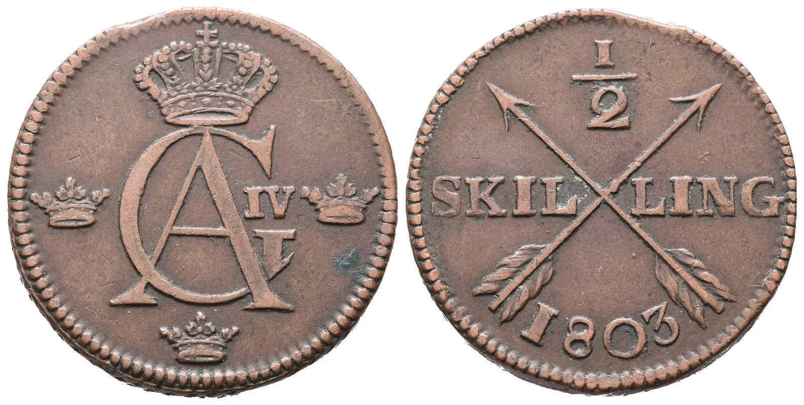 Švédsko, 1/2 Šilinku 1803
