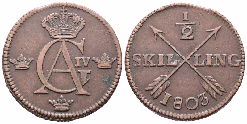 Švédsko, 1/2 Šilinku 1803