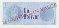 Venezuela, 1 Bolivar 1989, anulát -  MUESTRA SIN VALOR, P.68s - fotografie 2