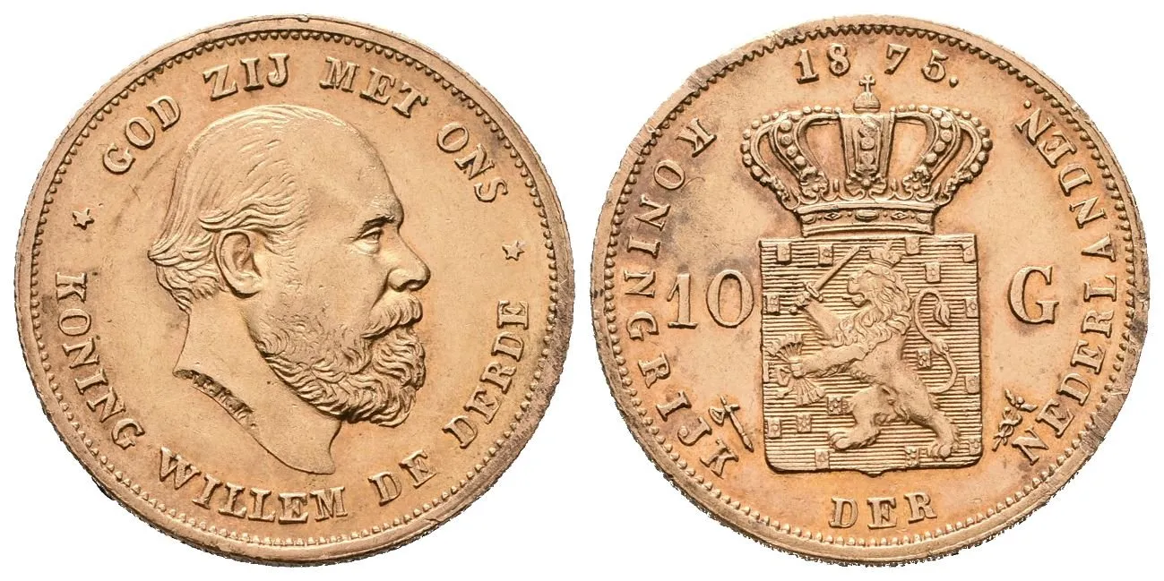 Nizozemí, 10 Gulden 1875