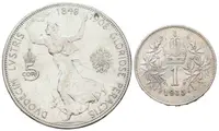 Sada mincí 1 Koruna 1915 a 5 Koruna 1908 - jubilejní - fotografie 2