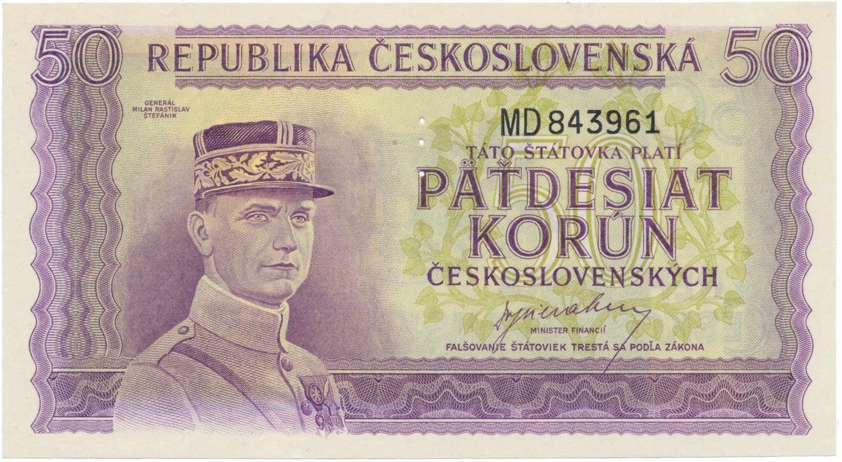 50 Koruna b.d. (1945), série JT, MD, Hej.73a.S1