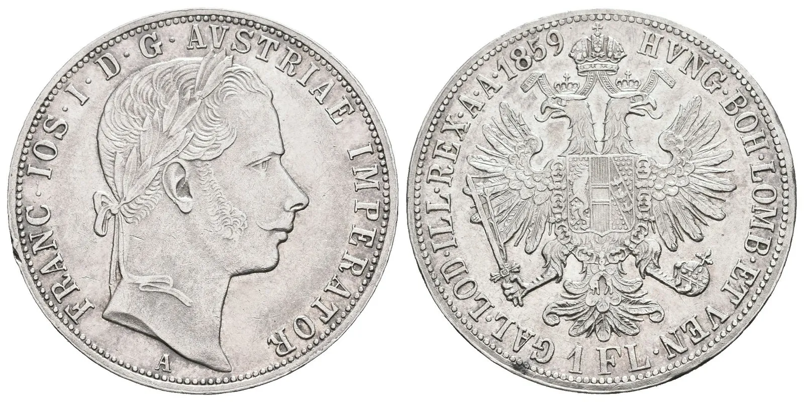 Zlatník 1859 A, s tečkou a za REX, lesk, rysky — 1