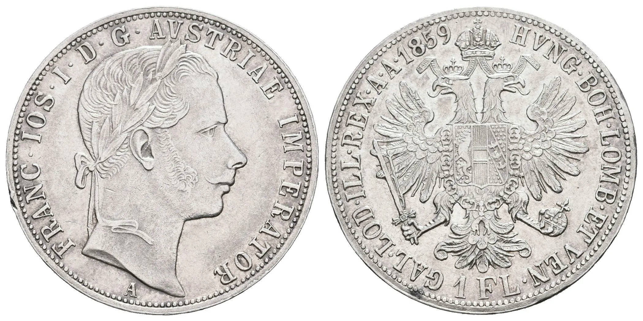 Zlatník 1859 A, s tečkou a za REX, lesk, rysky — 1