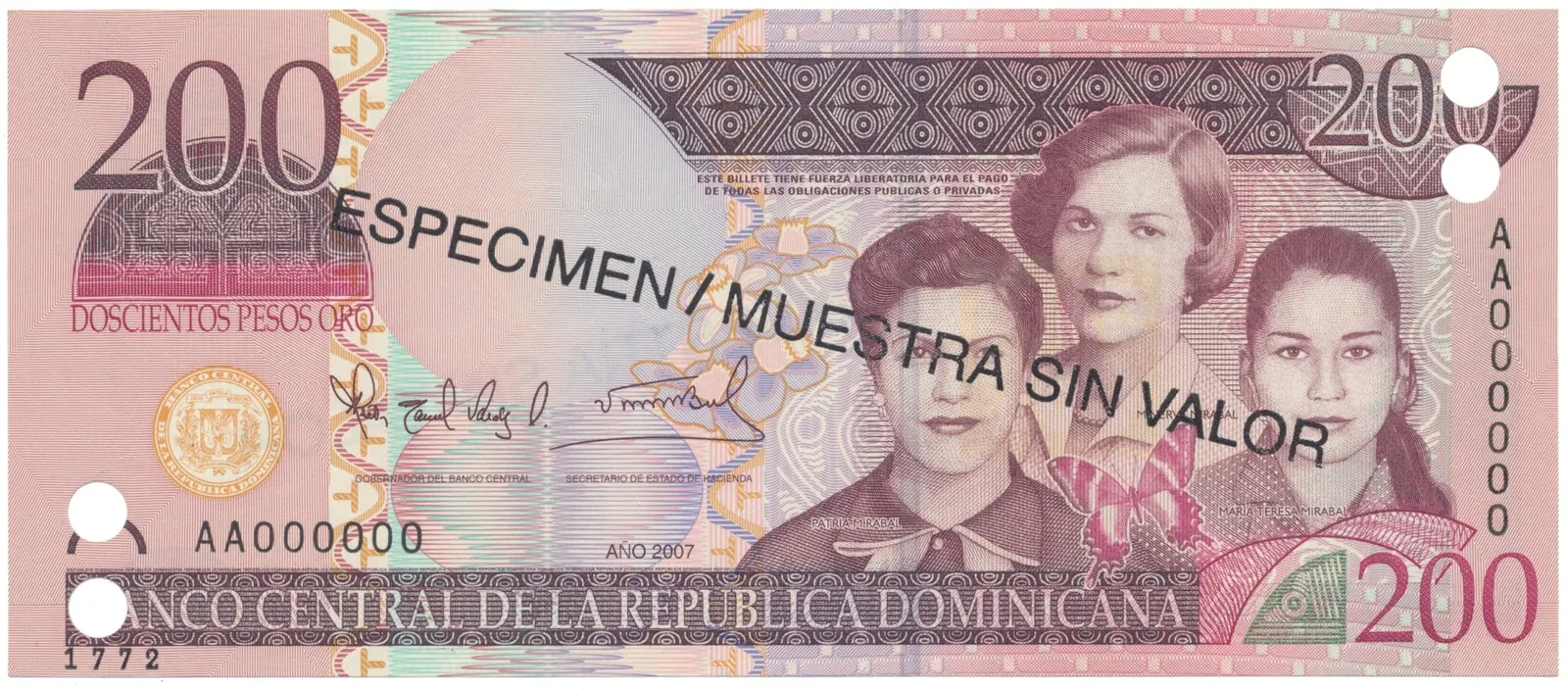 Dominikánská republika, 200 Pesos Oro 2007, P.178s1