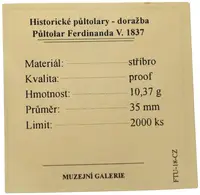 Replika - Historický 1/2 tolar - Ferdinanda V. 1837 - fotografie 2