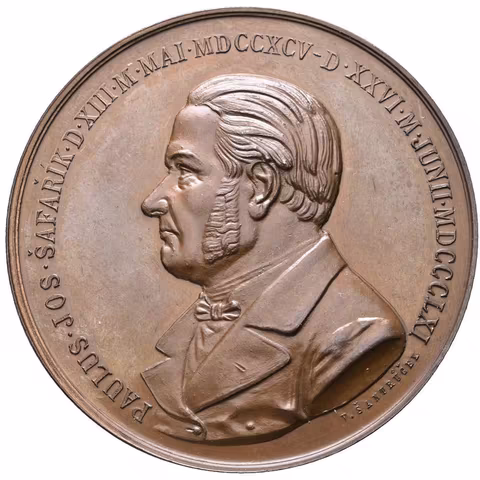 AE Medaile 1895 - K 100. výročí narození Pavla Josefa Šafaříka. Poprsí zleva, opis /