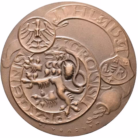 AE Medaile 1984 (J. Harcuba) - 15. výročí ČNS Jihlava. Patin. bronz 64 mm