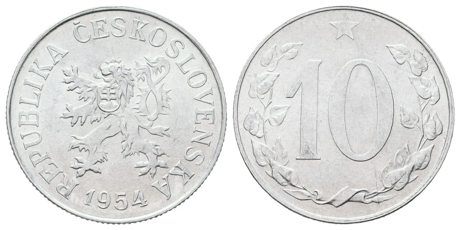 10 Haléř 1954, ražební lesk