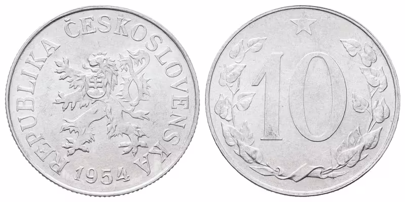 10 Haléř 1954, ražební lesk
