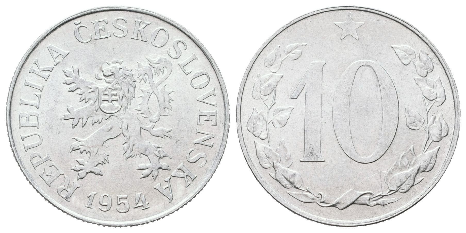10 Haléř 1954, ražební lesk