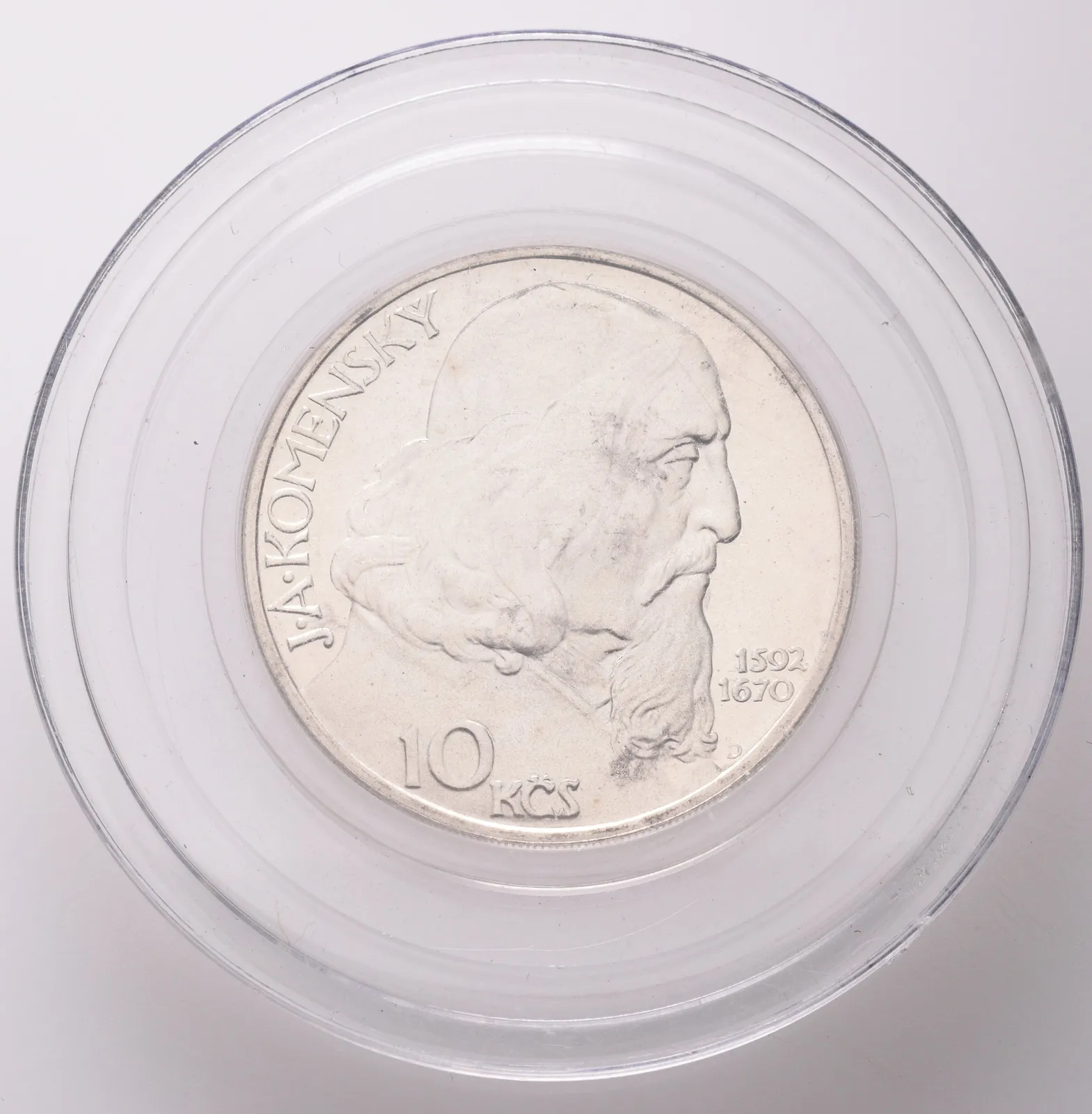 10 Kčs 1957 - Jan Ámos Komenský, PROOF, původní etue