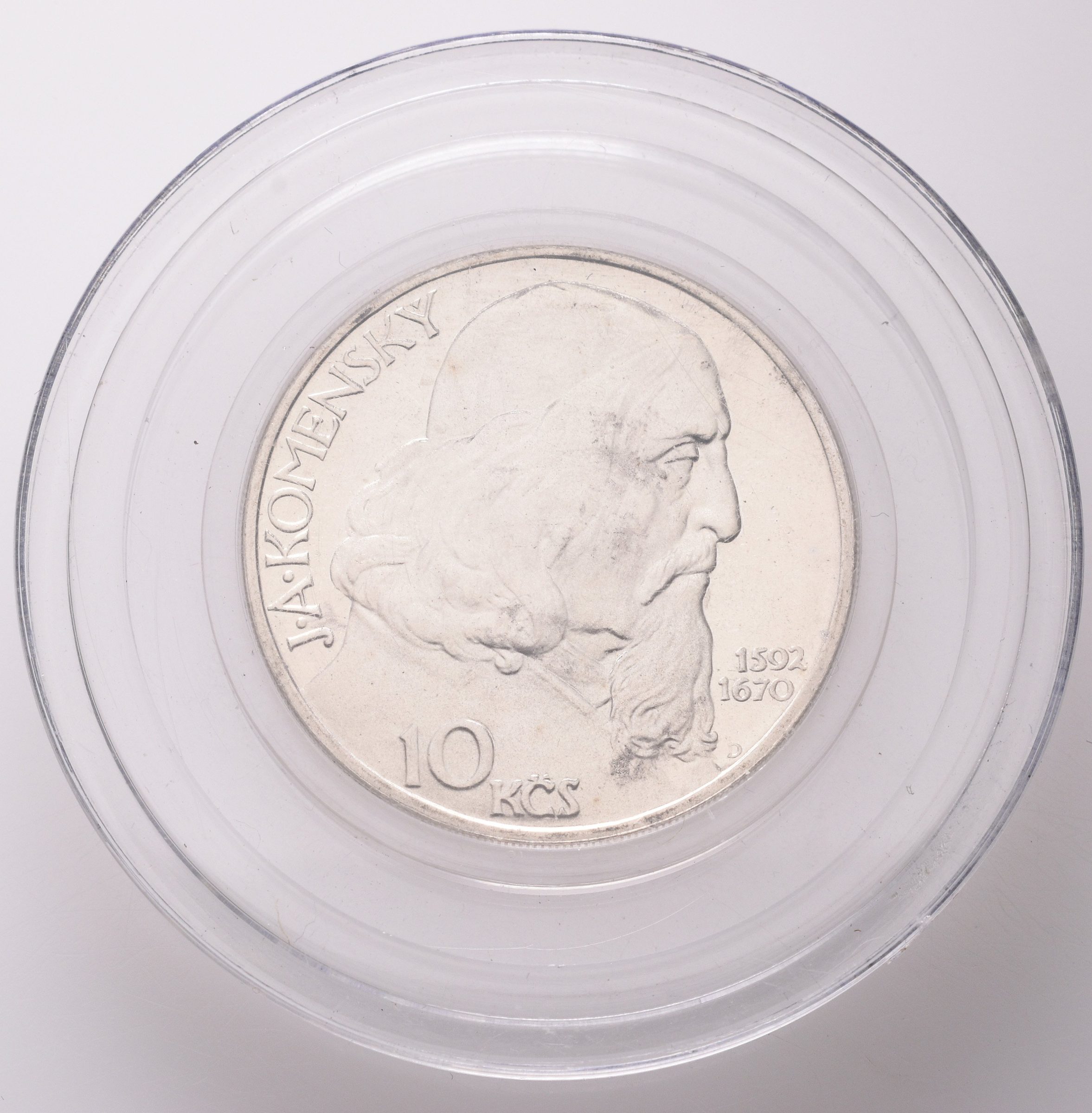 10 Kčs 1957 - Jan Ámos Komenský, PROOF, původní etue