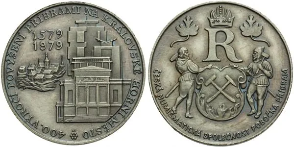 AE Medaile 1979 - 400. výročí povýšení Příbrami na královské horní město, postř. Br 3