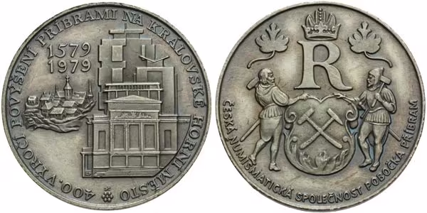 AE Medaile 1979 - 400. výročí povýšení Příbrami na královské horní město, postř. Br 3