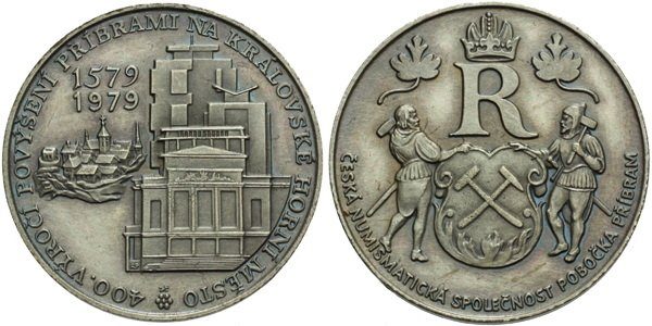 AE Medaile 1979 - 400. výročí povýšení Příbrami na královské horní město, postř. Br 3