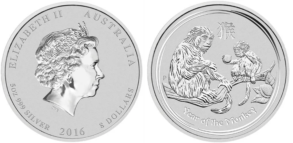 Austrálie, 8 Dollars 2016 - Rok opice