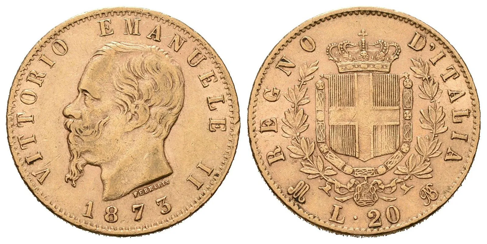 Itálie, 20 Lira 1873 MBN
