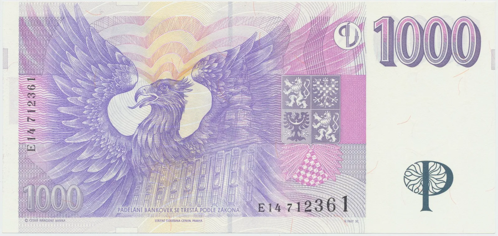Česká republika, 1000 Koruna 1996, série E, Hej.CZ19aE
