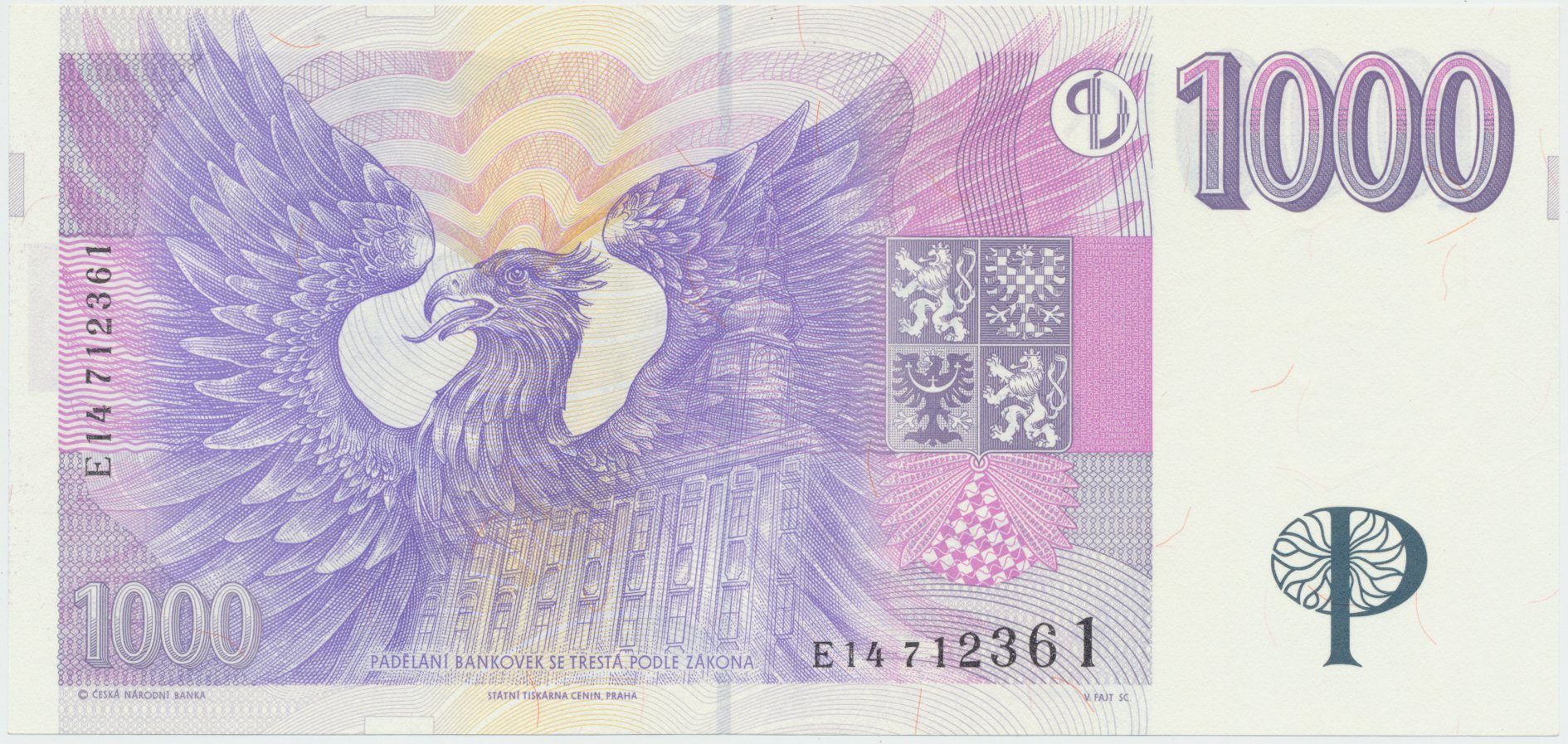 Česká republika, 1000 Koruna 1996, série E, Hej.CZ19aE