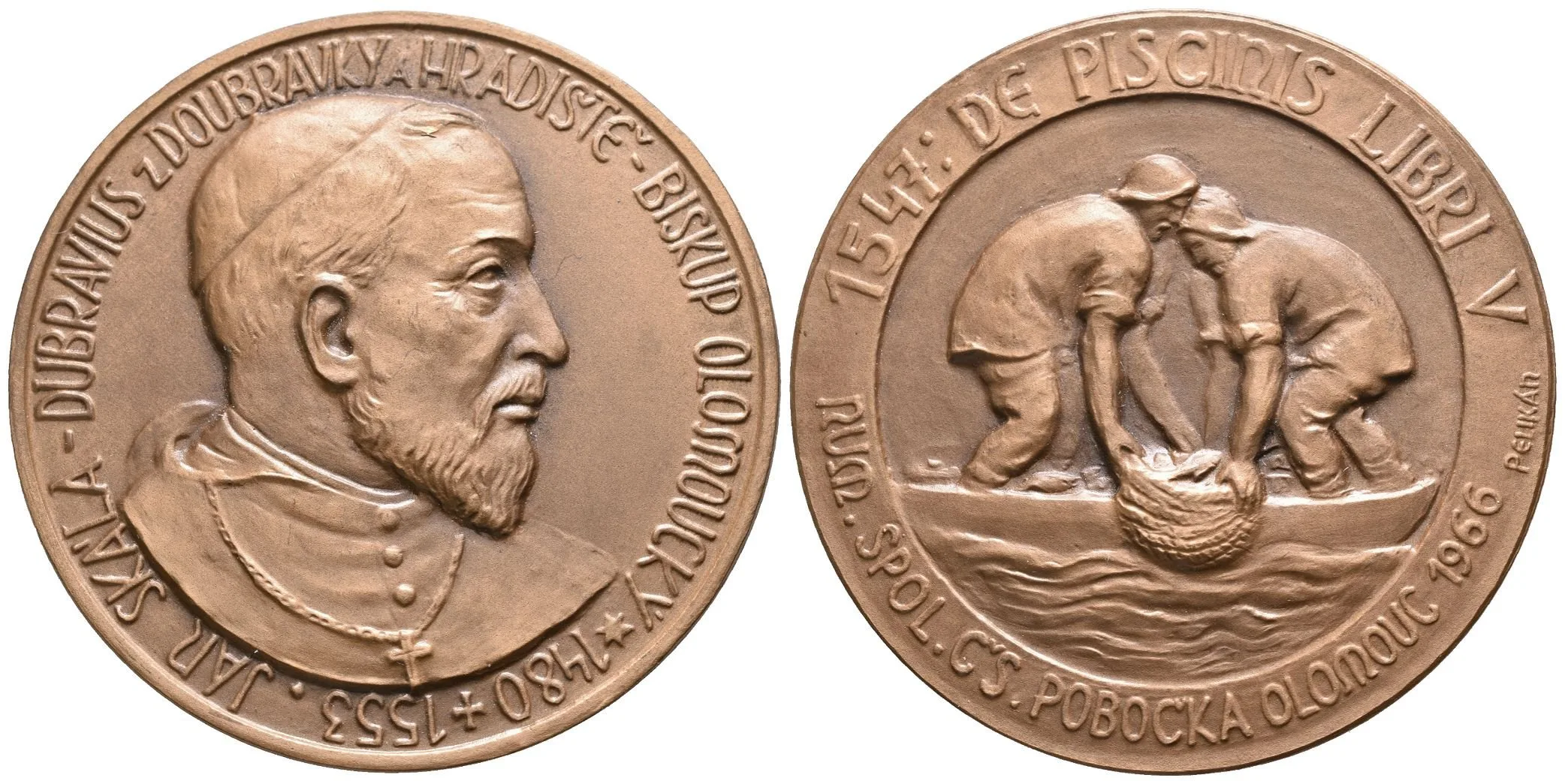 AE Medaile 1966 (J. Pelikán) - Biskup olomoucký Jan Skála-Dubraviusbz Doubravky — 1