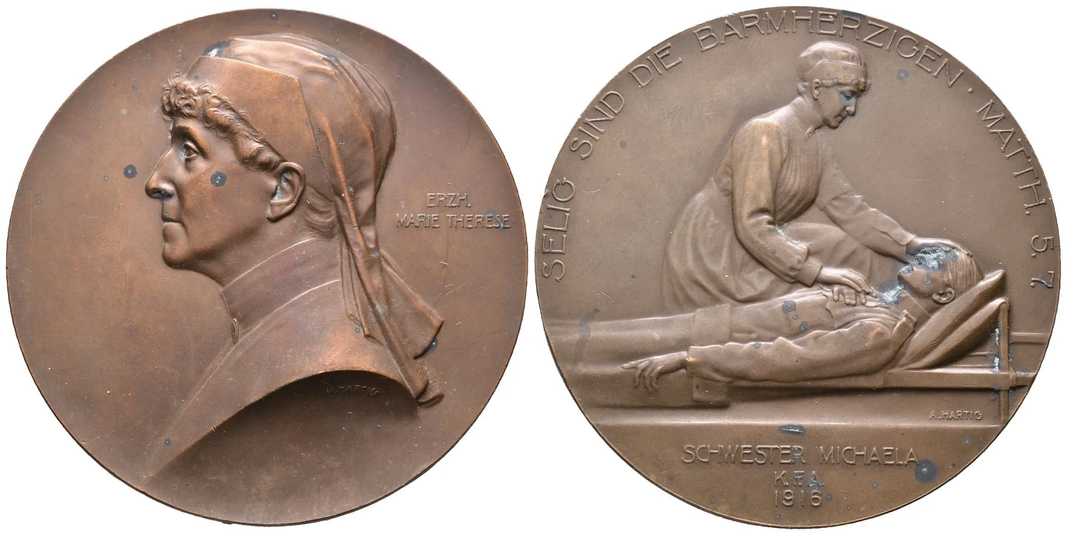 AE Medaile 1916 (A. Hartig) - Na památku činnosti zdravotní sestry pod jménem — 1