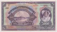 5000 Koruna 1920, série B, SPECIMEN, Hej.17b.S1