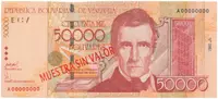 Venezuela, 50.000 Bolivares 2005, anulát - MUESTRA SIN VALOR, P.87bs