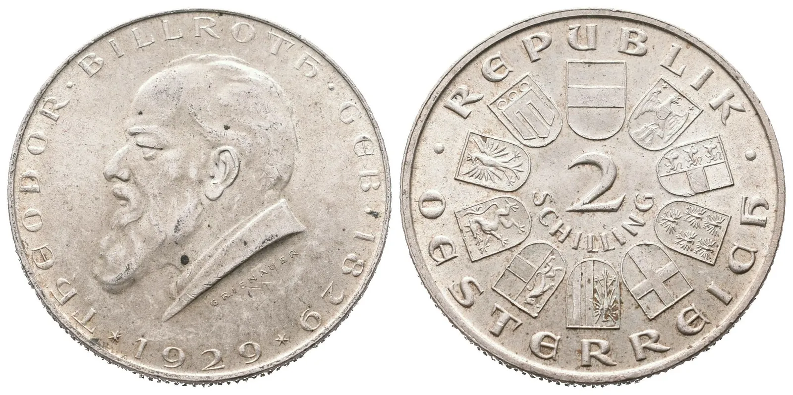 Rakousko, 2 Schilling 1929 - Billroth