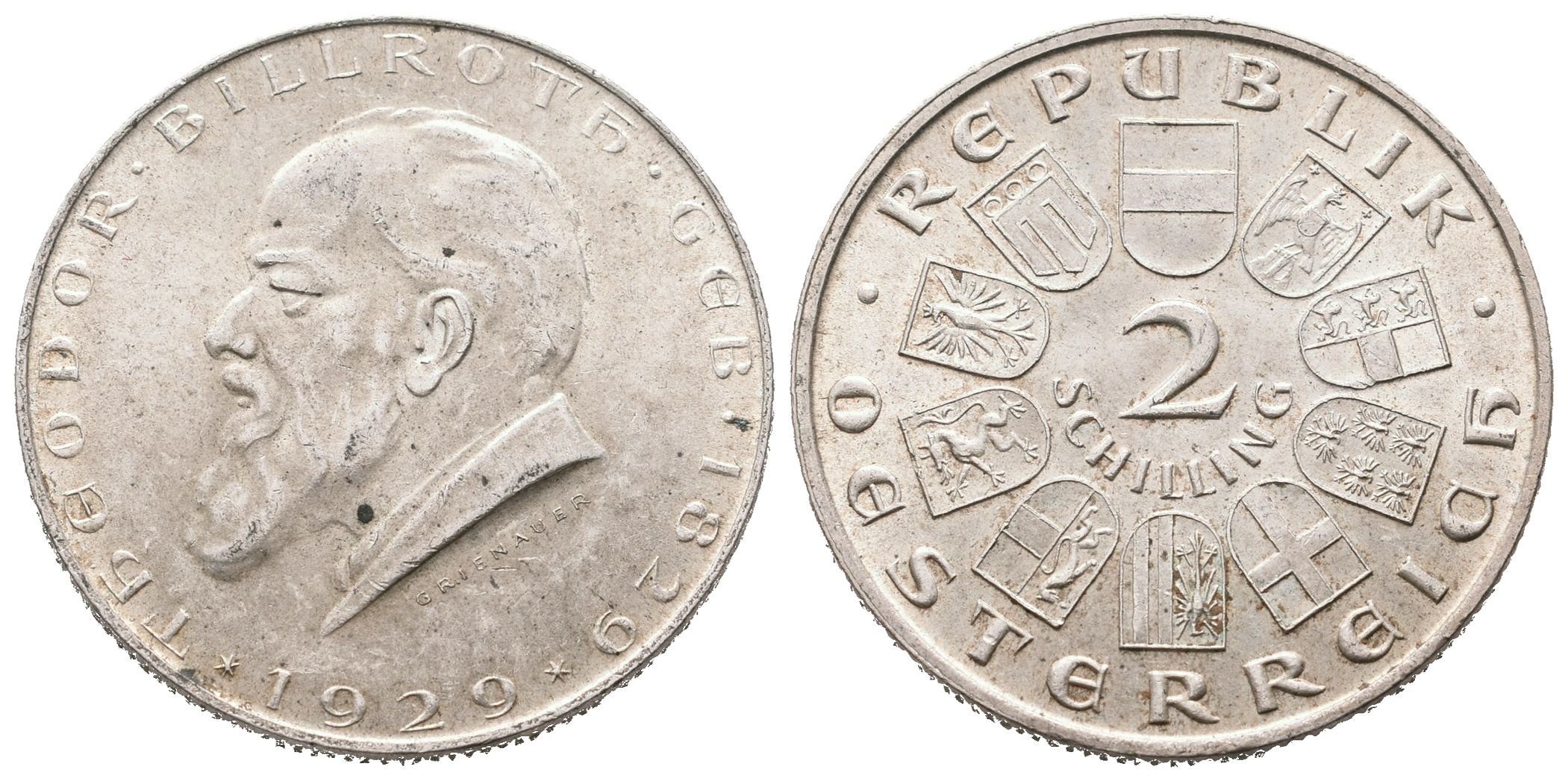 Rakousko, 2 Schilling 1929 - Billroth