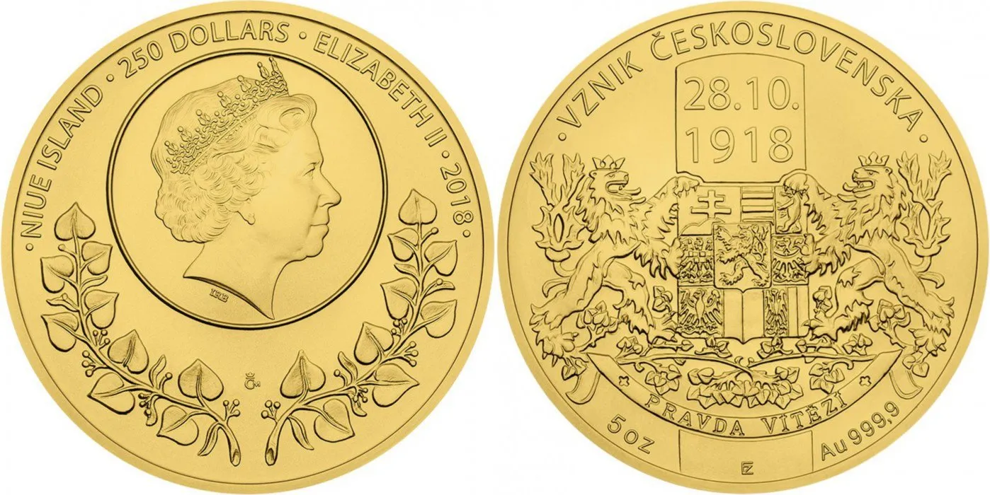 Niue, 250 Dollars 2018 - Vznik Československa