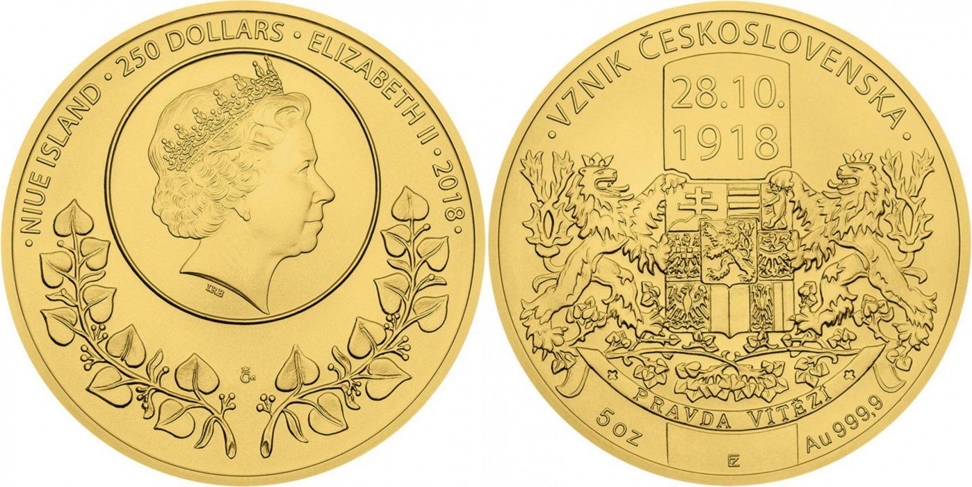 Niue, 250 Dollars 2018 - Vznik Československa
