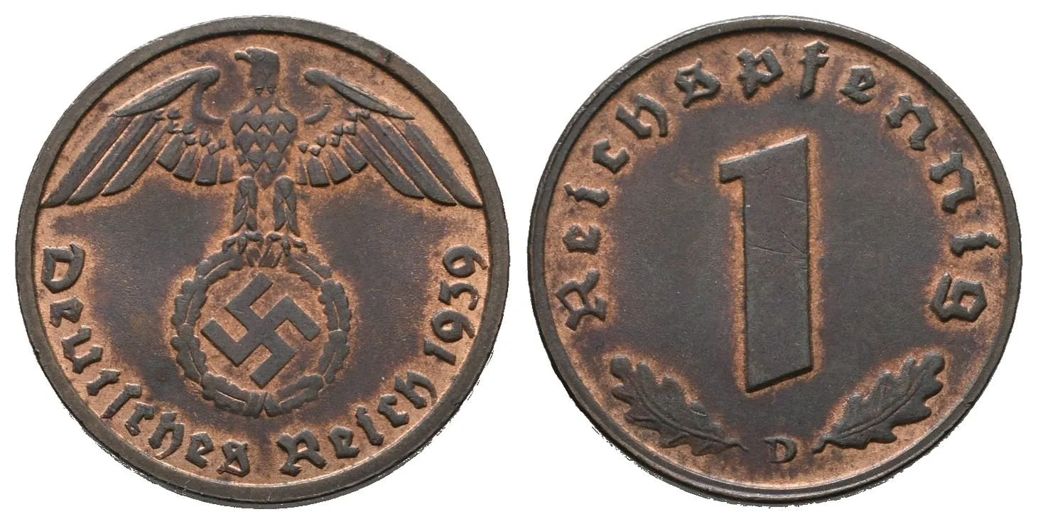 III. říše, 1 Pfennig 1939 D