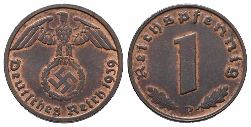 III. říše, 1 Pfennig 1939 D