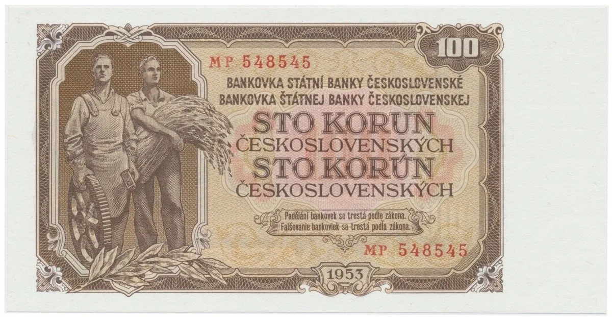 Československo, 100 Koruna 1953, tisk Praha, série MP, Hej.95b