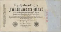 Německo, 500 Mark 1922, červený číslovač, Ro.71a