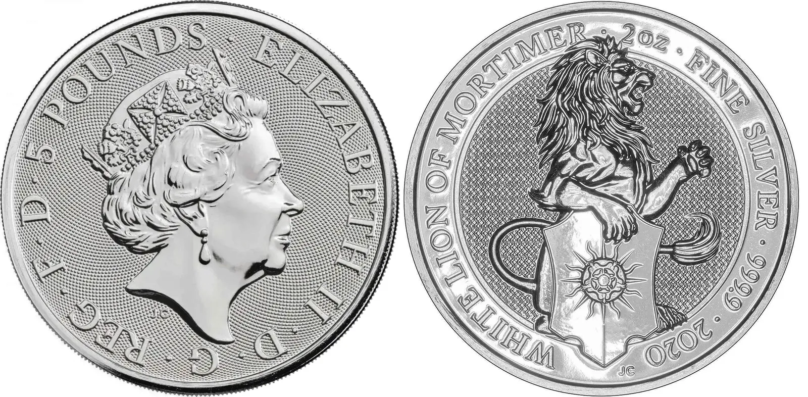 Velká Británie, 5 Pounds 2020 - White Lion of Mortimer