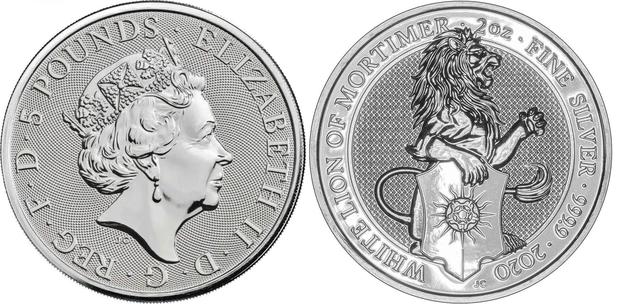 Velká Británie, 5 Pounds 2020 - White Lion of Mortimer