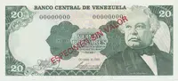 Venezuela, 20 Bolivares 1981, anulát - ESPECIMEN SIN VALOR, P.63as