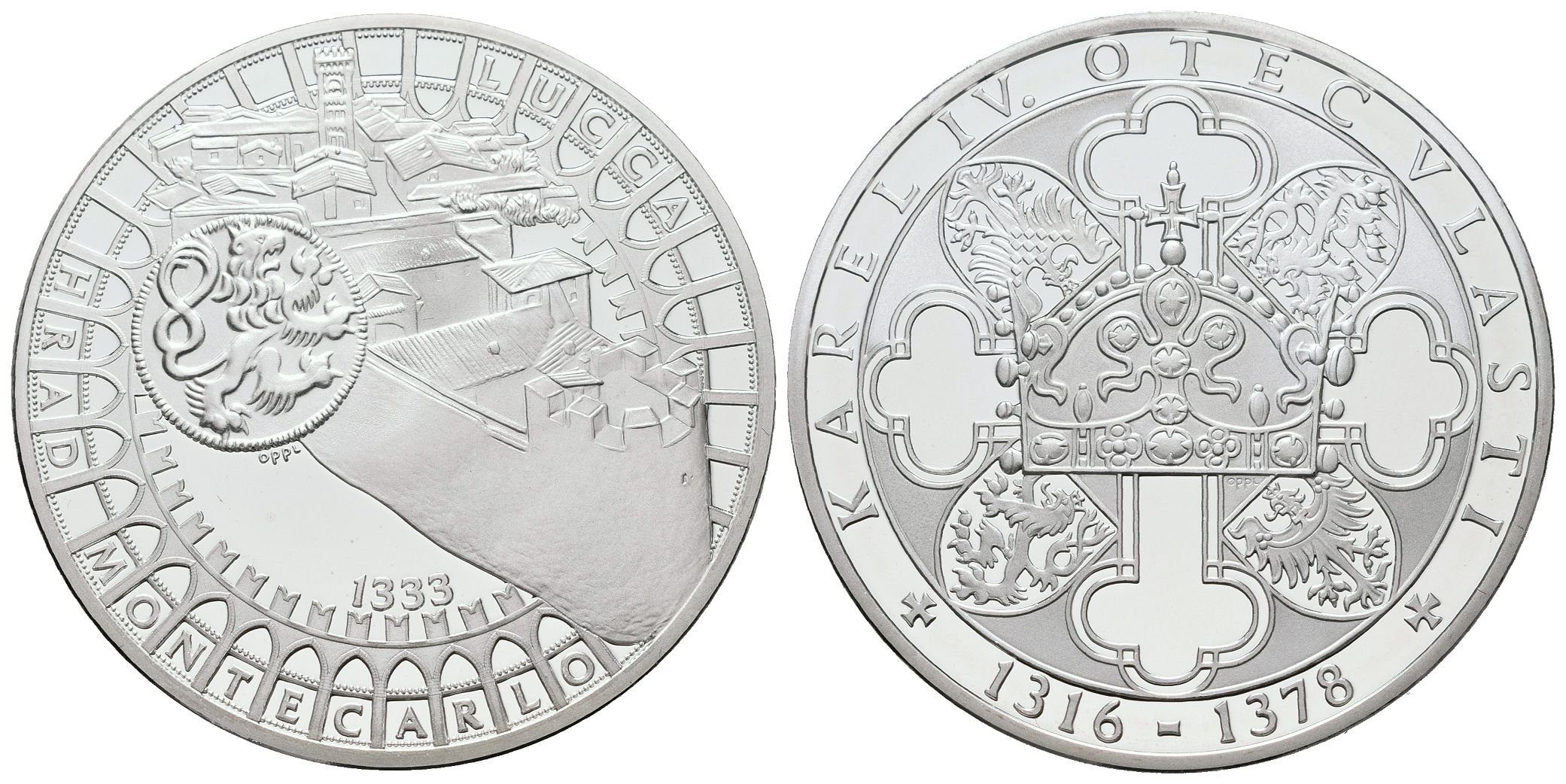 Stříbrná investiční medaile - Hrad Monte Carlo u Luccy - Ag 24,5 g - 999/1000 + Certifikát