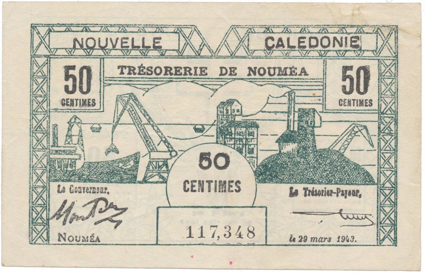 Nová Kaledonie, 50 Centimes / 29. 3. 1943, P.54