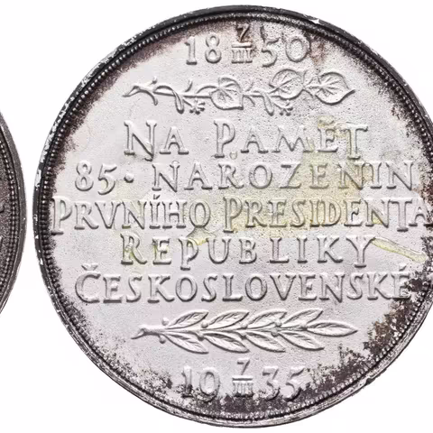 AE Medaile 1935 - K 85. narozeninám T. G. Masaryka. Poprsí T. G. Masaryka zprava,