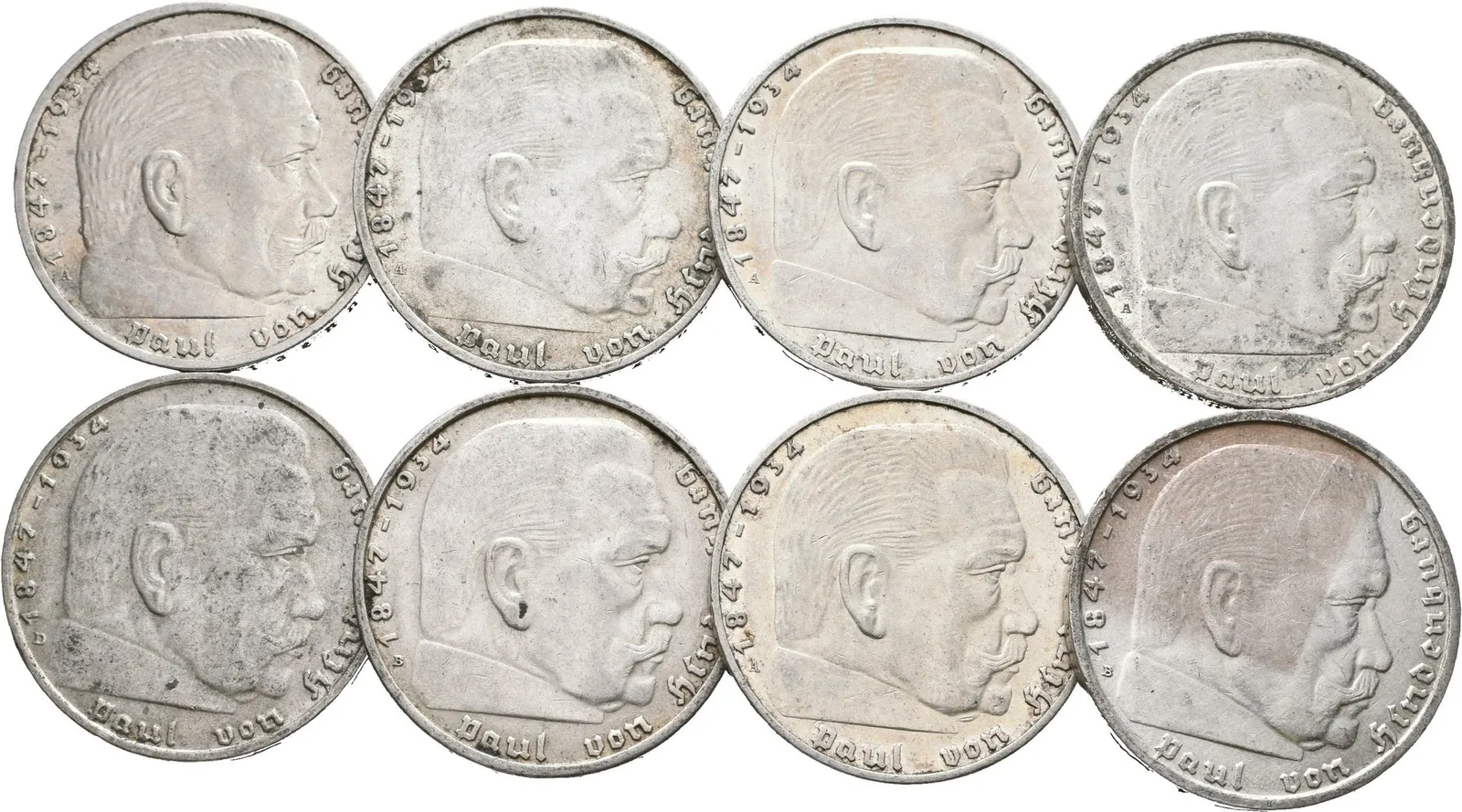Soubor mincí 2 Marka 1937 A, 1938 A,B, 1939 A, D, — 1