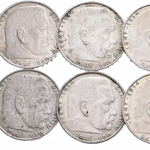 Soubor mincí 2 Marka 1937 A, 1938 A,B, 1939 A, D,